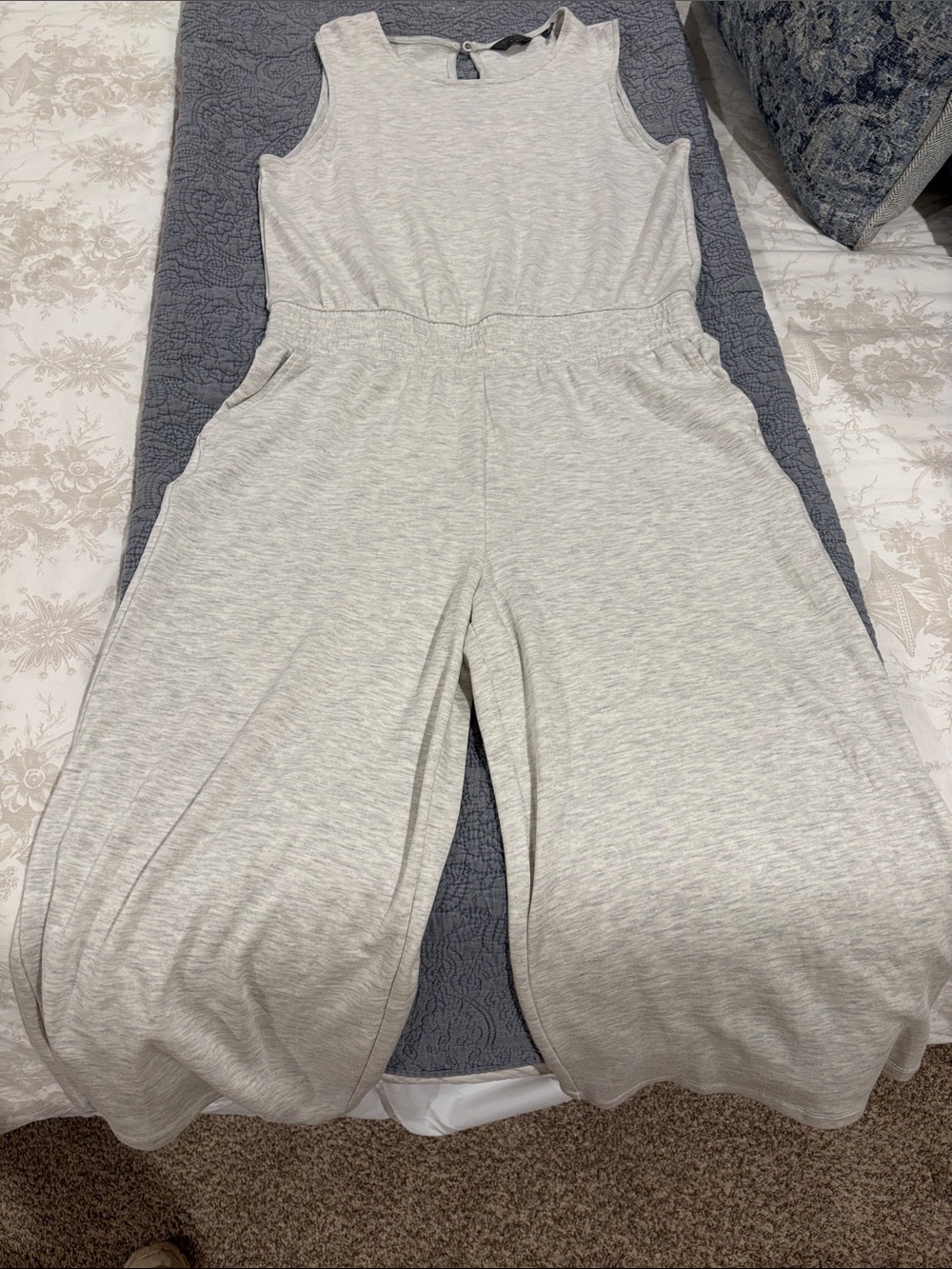 Danskin Light Gray Sleeveless Wide-Leg Jumpsuit